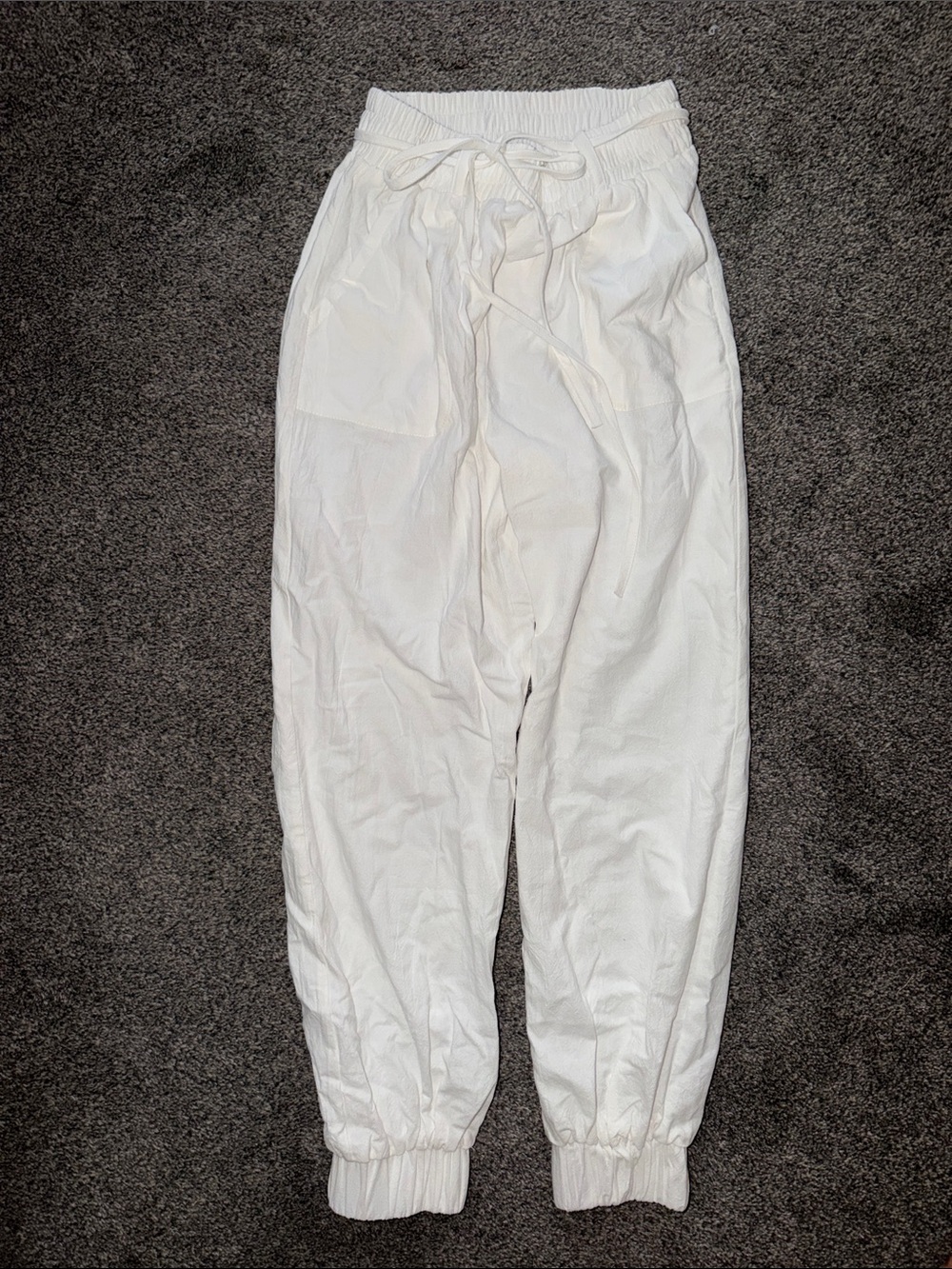 Woman’s White Drawstring Jogger Pants